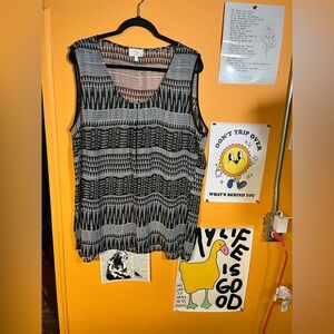 Sheer Aztec Print Tank 3X